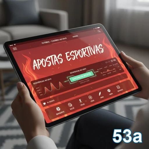 App 53a com promoções e regras em glassmorphism